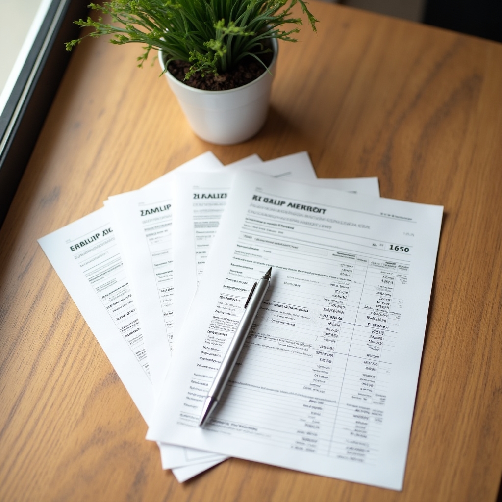 Polish payslip documents on a desk