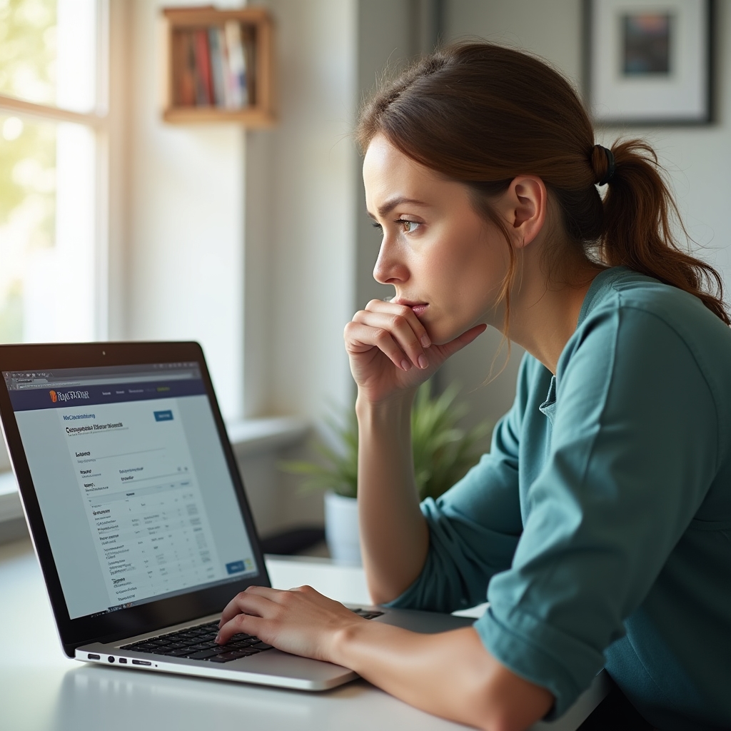 Person using a laptop to check PUE ZUS contribution history